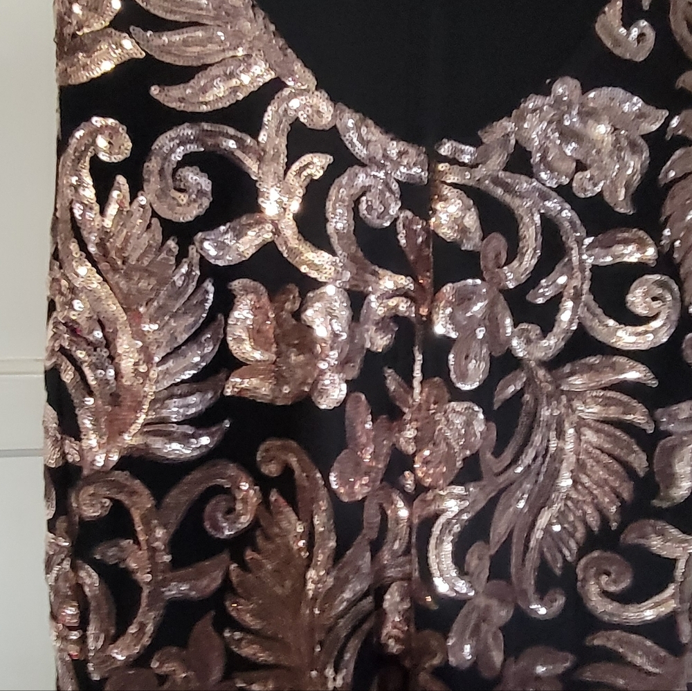 Tawny Elegant Black and Gold Evening Dress Size Medium - Picture 6 of 7